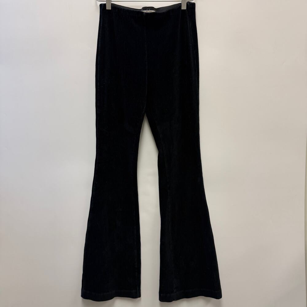 Free People Corduroy Style Ribbed Pull On Flare Pants Black Sz Small S